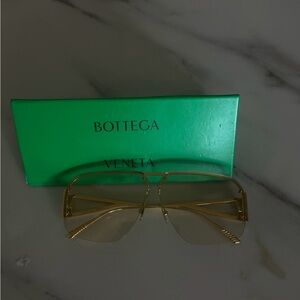Bottega Veneta Gold Rimless Sunglasses with Clear Lenses